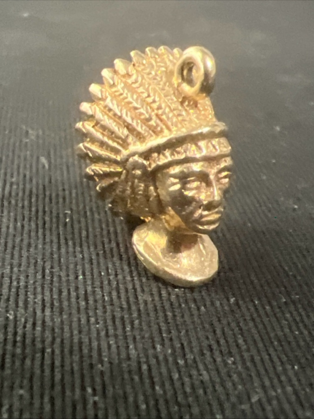 14k Yellow Gold Native American Indian Chief Bracelet Necklace Charm Pendant